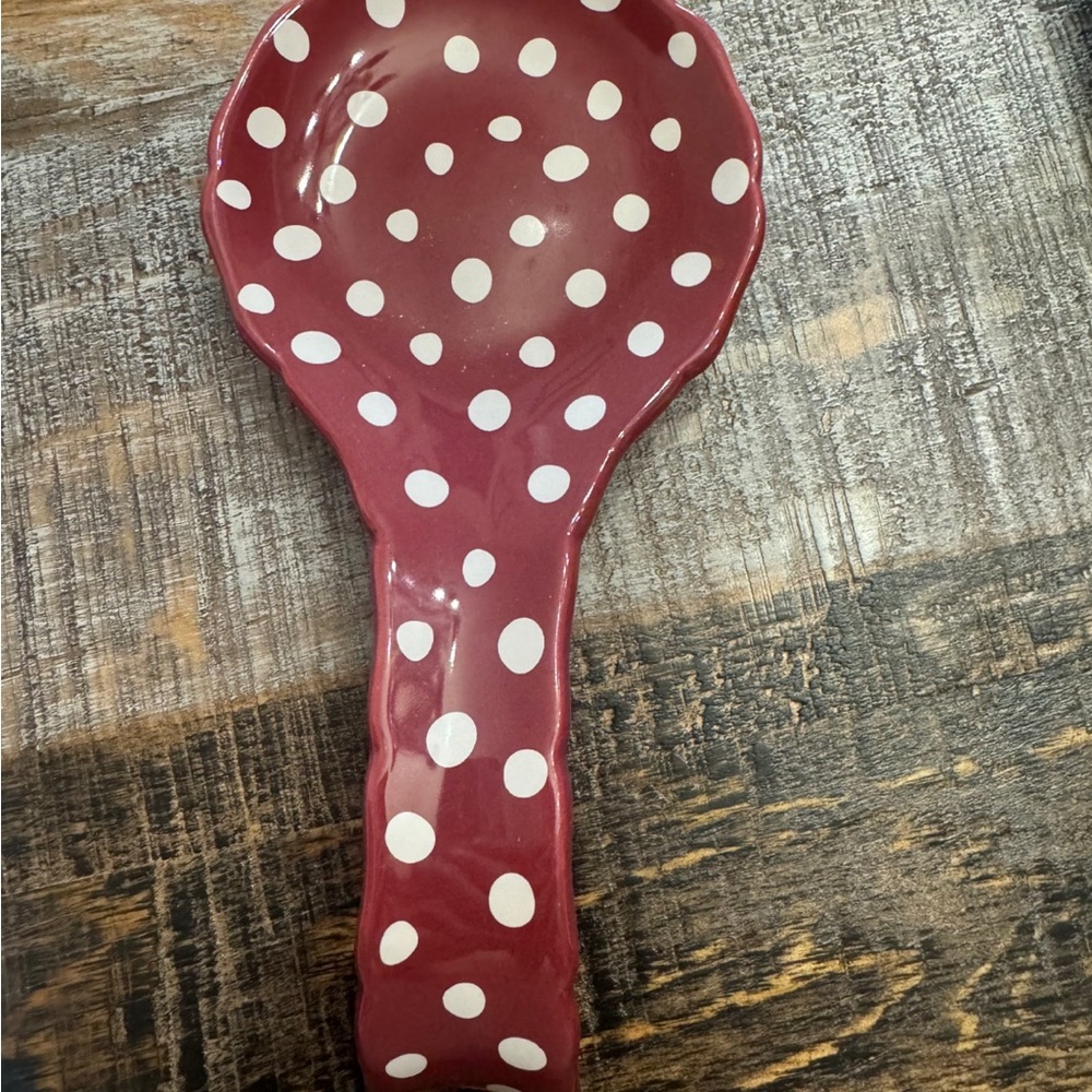The Pioneer Woman Red and White Polka Dot Spoon Rest